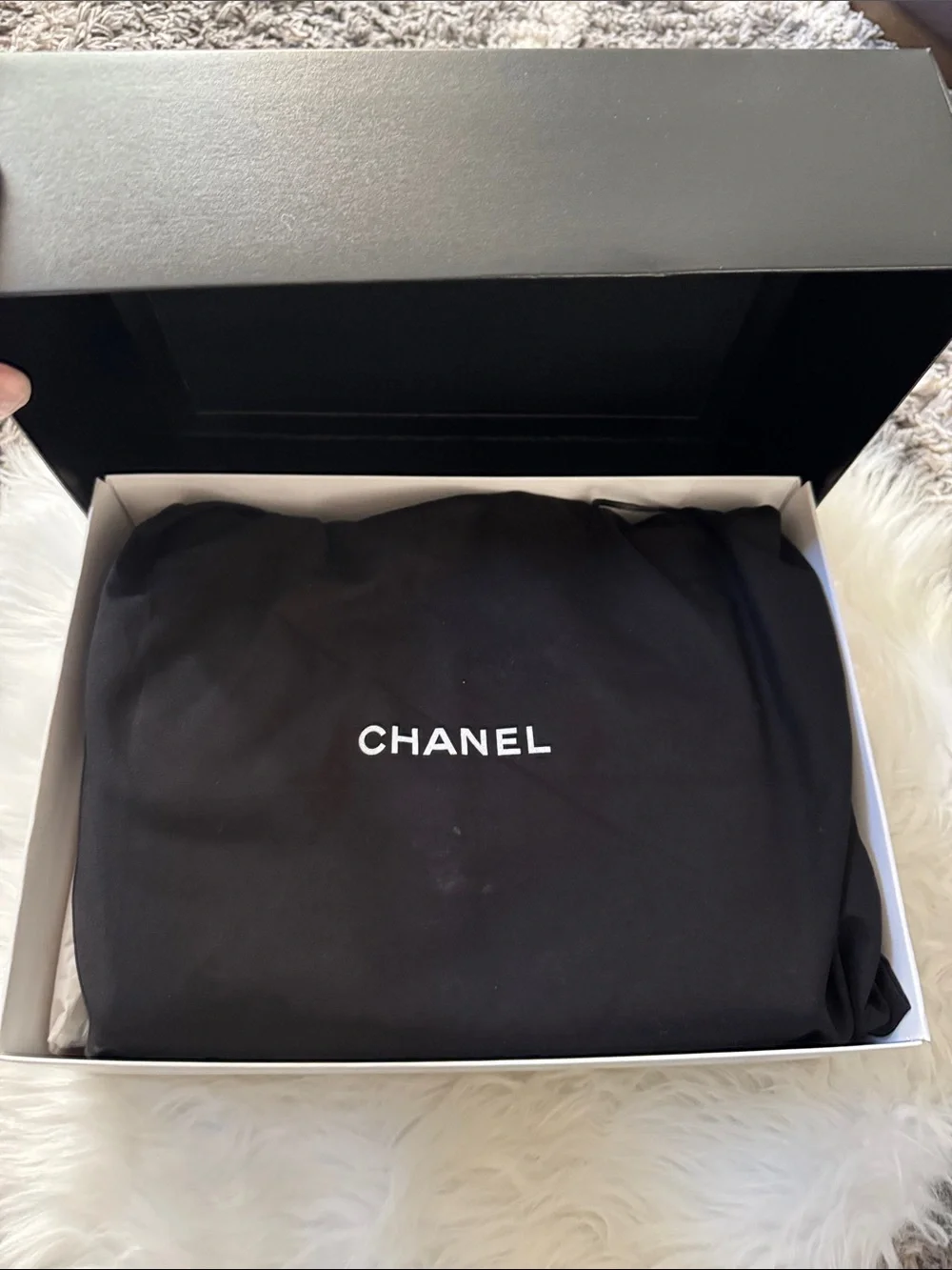 CHANEL Quilted Small Shopper in Light Blue/Grey with Gunmetal Hardware